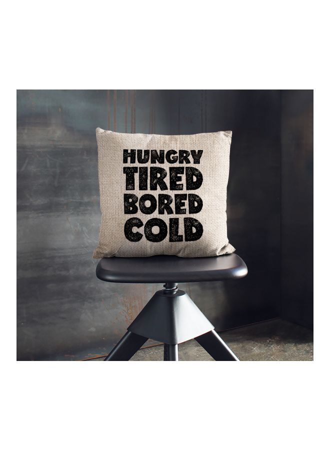 Hungry Tired Bored Cold Printed Decorative Pillow Beige/Black 16x16inch  - Image 2