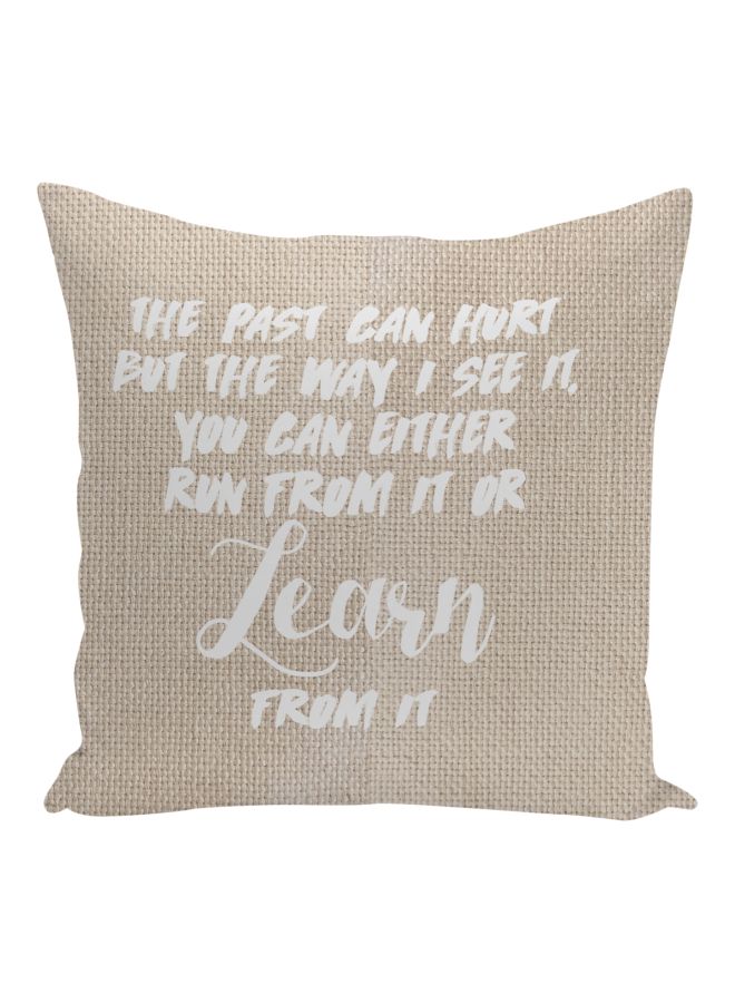Quote Printed Decorative Pillow Beige/White 16x16inch  - Image 1