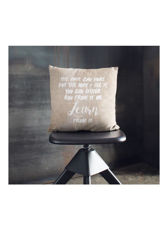 Quote Printed Decorative Pillow Beige/White 16x16inch  - Image 2