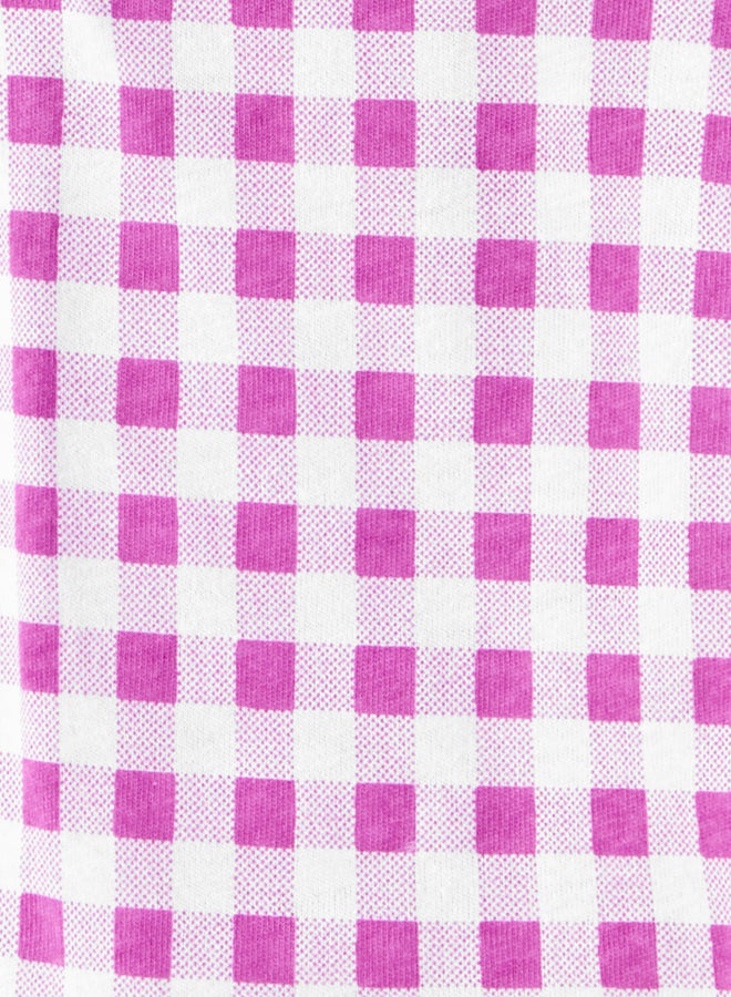 carter's Ruffle Gingham Jersey Bodysuit Purple/White - Image 2