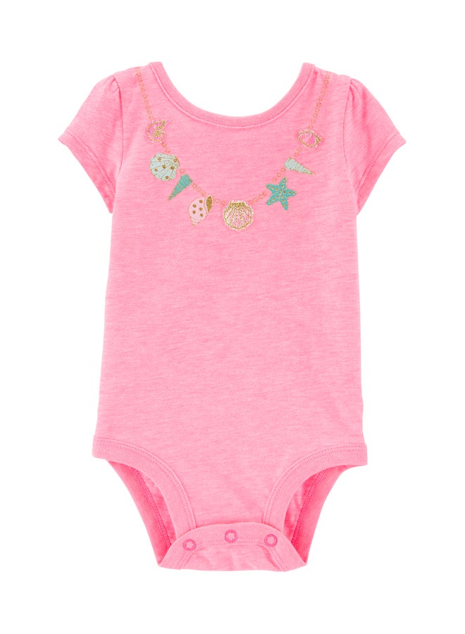 carter's Infant Girls Seashell Necklace Bodysuit Pink - Image 1