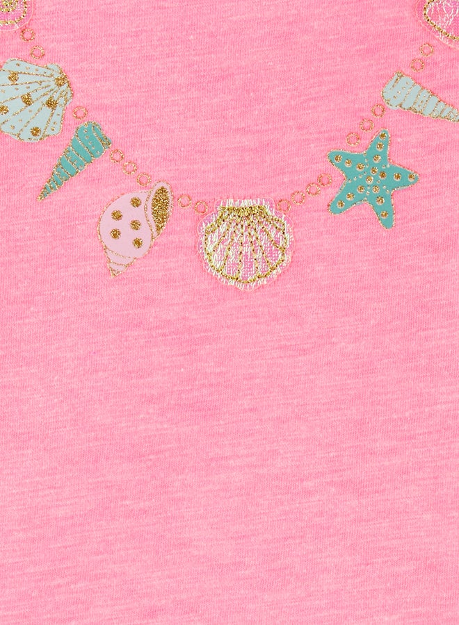 carter's Infant Girls Seashell Necklace Bodysuit Pink - Image 3