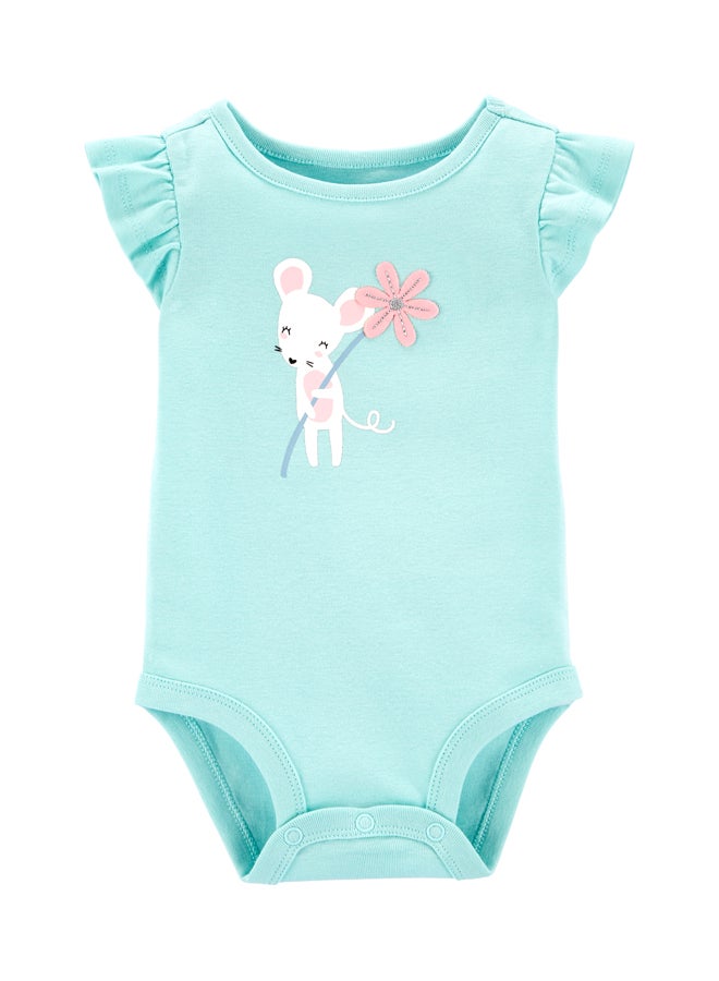 carter's Infant Girls Mouse Print Bodysuit Blue - Image 1
