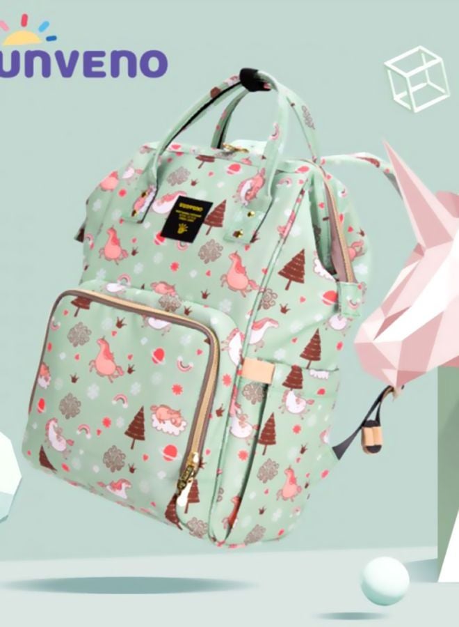 Sunveno - Diaper Backpack Unicorn Printed Waterproof - Green Dream Sky - Image 1