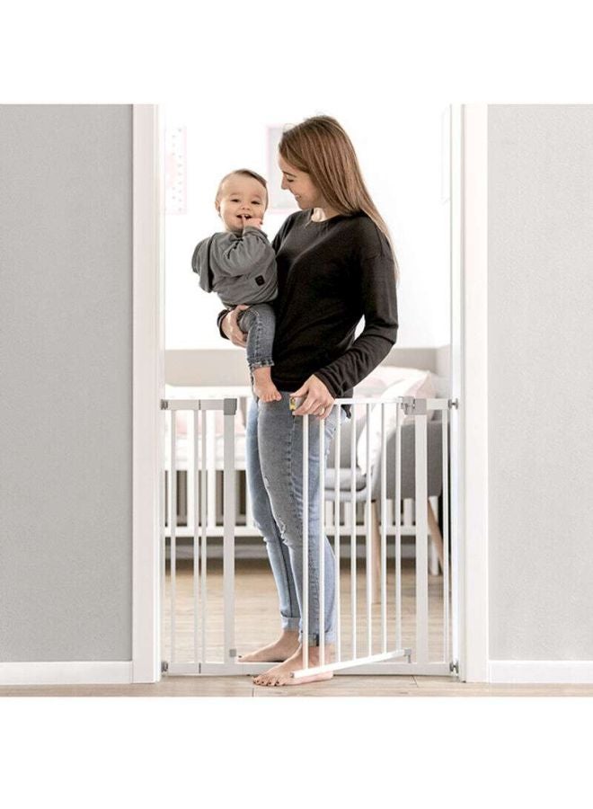Squeeze Handle Gate With Extension - White