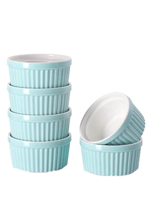 6-Piece Classic Souffle Dish Ramekin Set Blue/White 8 x 8cm  - Image 1