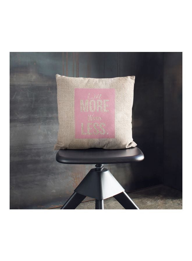 Live More Worry Less Quote Printed Decorative Pillow Beige/Pink 16x16inch  - Image 2