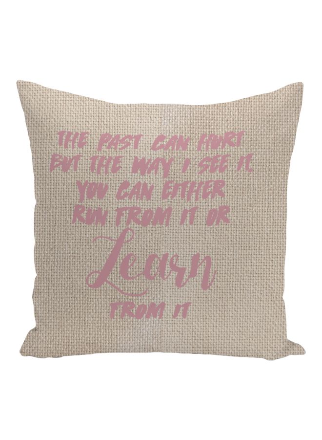 Inspirational Quote Printed Decorative Pillow Beige/Pink 16x16inch  - Image 1