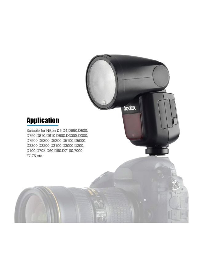 Godox Godox V1N Professional Camera Flash Speedlite Speedlight Round Head Wireless 2.4G Fresnel Zoom for Nikon D5300 D750 D850 D7100 Z7Cameras Camcorder for Wedding Portrait Studio Photography  - Image 4