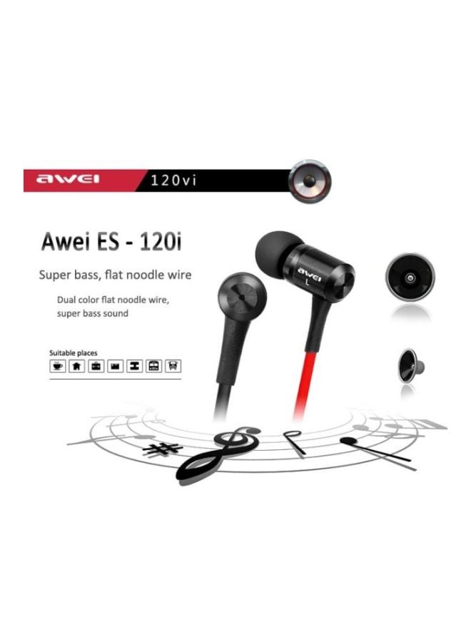 Awei In-Ear Earphone Black/Red - Image 3