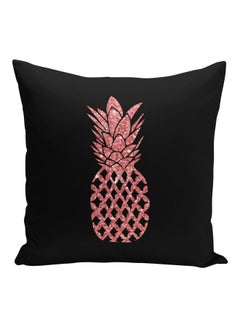 Generic Pineapple Printed Decorative Pillow Black/Pink 16x16inch  - Image 1