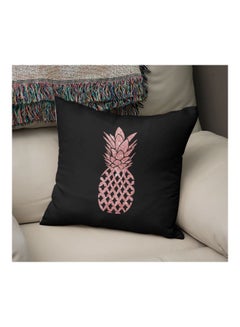 Generic Pineapple Printed Decorative Pillow Black/Pink 16x16inch  - Image 2