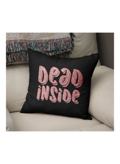LOUD UNIVERSE Dead Inside Quote Printed Decorative Pillow Black/Pink 16x16inch  - Image 2