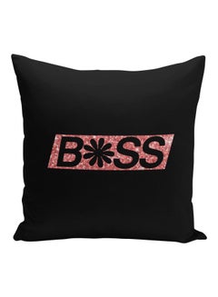 Generic Boss Printed Decorative Pillow Black/Pink 16x16inch  - Image 1