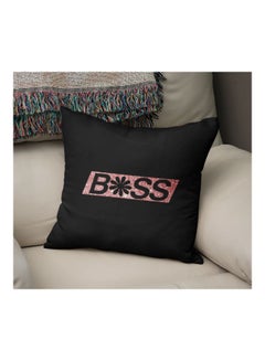 Generic Boss Printed Decorative Pillow Black/Pink 16x16inch  - Image 2