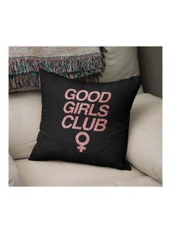 Generic Good Girls Clubs Quote Printed Decorative Pillow Black/Pink 16x16inch  - Image 2