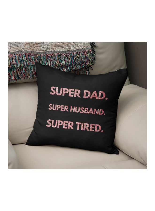 Men's Quote Printed Decorative Pillow Black/Pink 16x16inch - Image 2