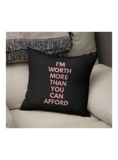 Generic Worth More Quote Printed Decorative Pillow Black/Pink 16x16inch  - Image 2