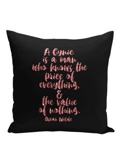 Generic Cynic Is A Man Printed Decorative Pillow Black/Pink 16x16inch  - Image 1