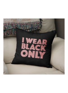 Generic I Wear Black Only Printed Decorative Pillow Black/Pink 16x16inch  - Image 2