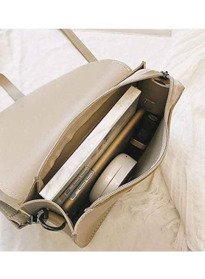 Y&D PU Leather Crossbody Bag Cream - Image 2