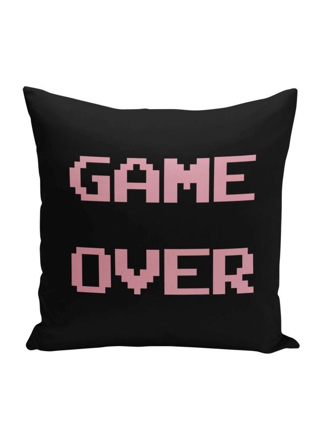 Game Over Printed Decorative Pillow Black/Pink 16x16inch - Image 1