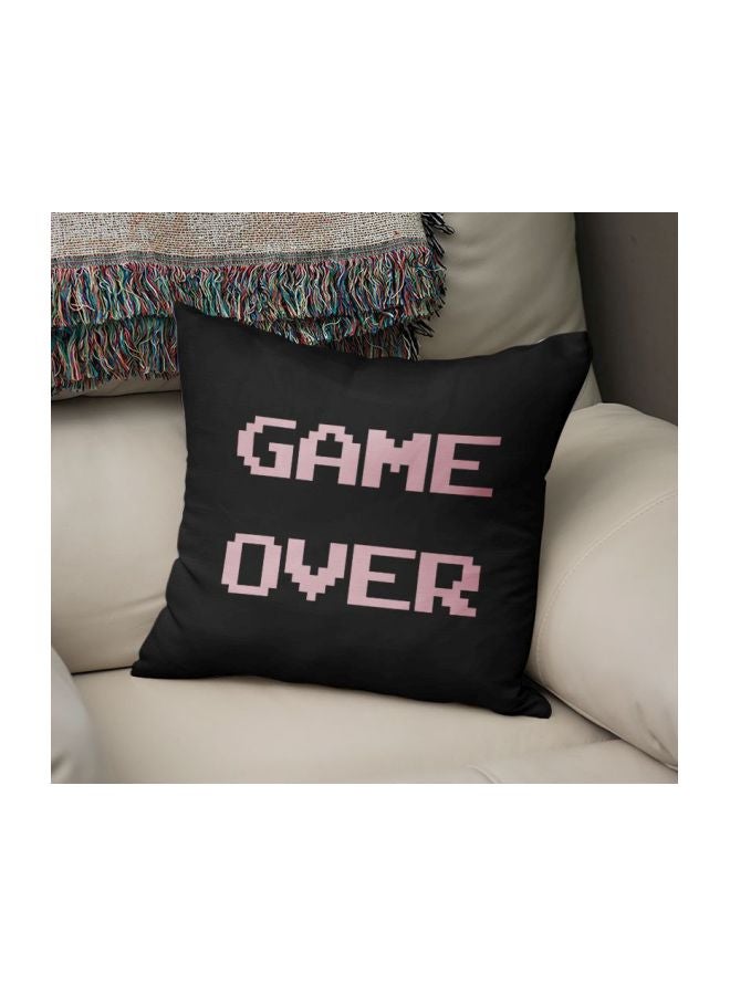 Game Over Printed Decorative Pillow Black/Pink 16x16inch - Image 2