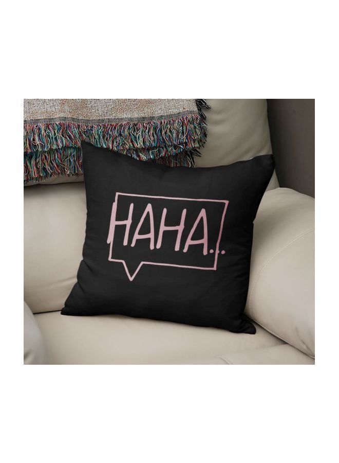 Haha Printed Decorative Pillow Black/Pink 16x16inch - Image 2