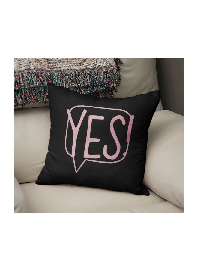 Yes Printed Decorative Pillow Black/Pink 16x16inch - Image 2