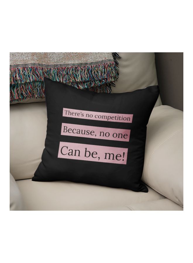 There's No Competition Printed Decorative Pillow Black/Pink 16x16inch - Image 2
