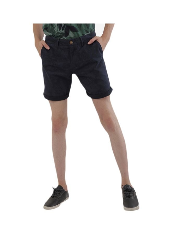 R&B Cotton Printed Shorts Navy Blue  - Image 1