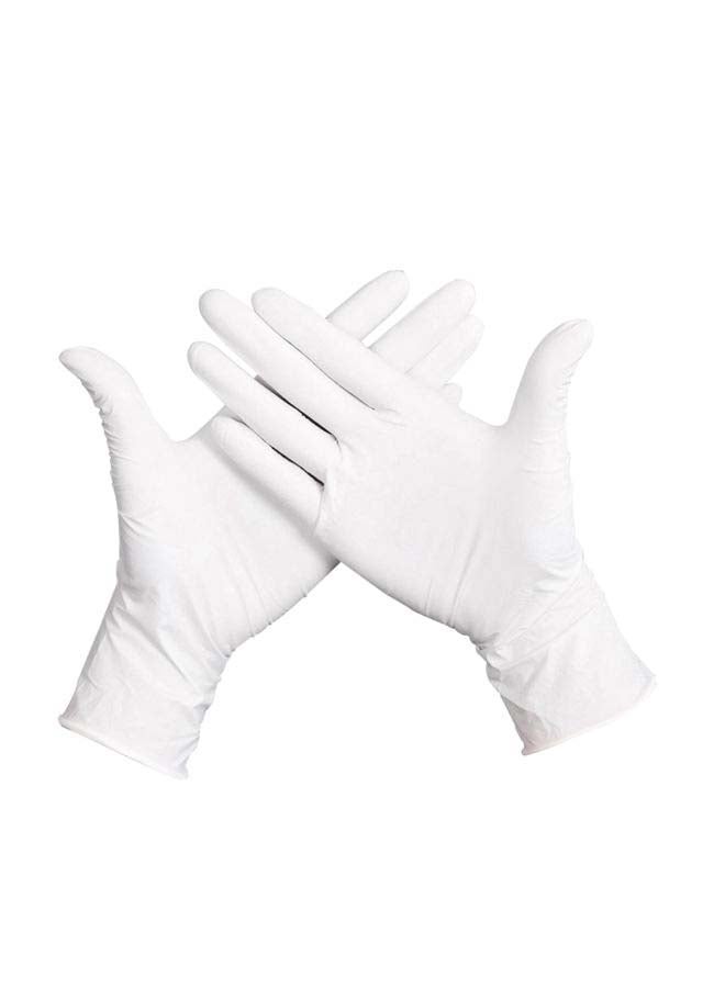 Pair Of 50 Powder-Free Sterile Food Grade Disposable Gloves White L - Image 1