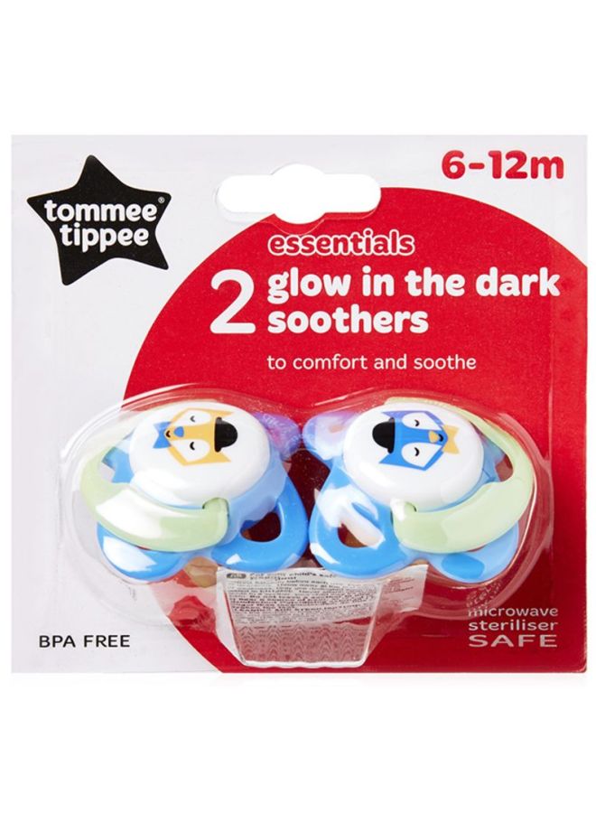 Essentials Glow In The Dark Soother, 6-12 M, Pack Of 2 - Multicolour
