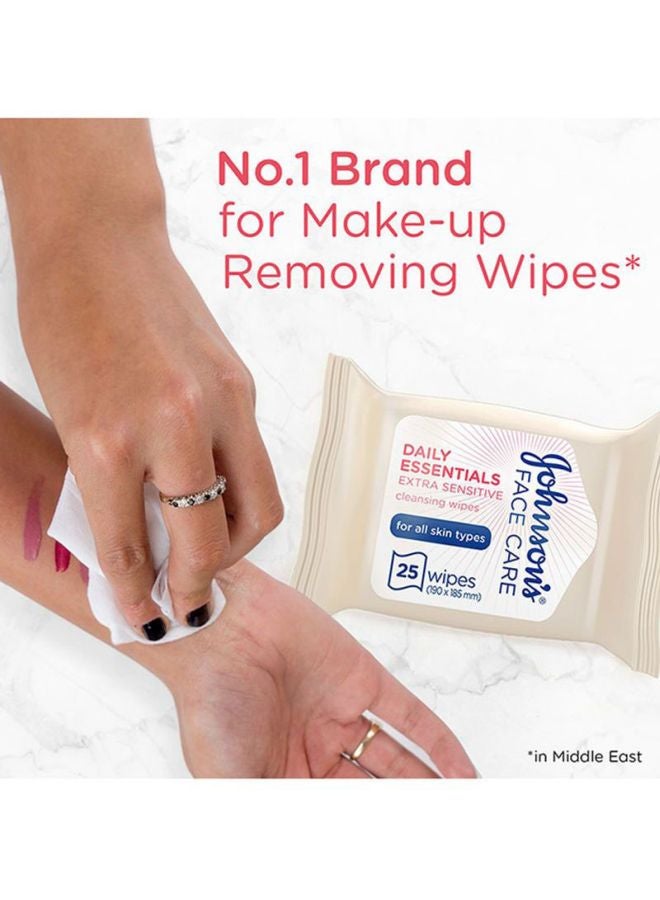 Johnson's - Extra Sensitive Cleansing Micellar White 25 Wipes Pack of 2 - Image 1