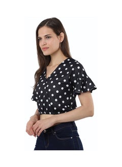 R&B Printed Cotton Crop Top Navy Blue/White  - Image 3