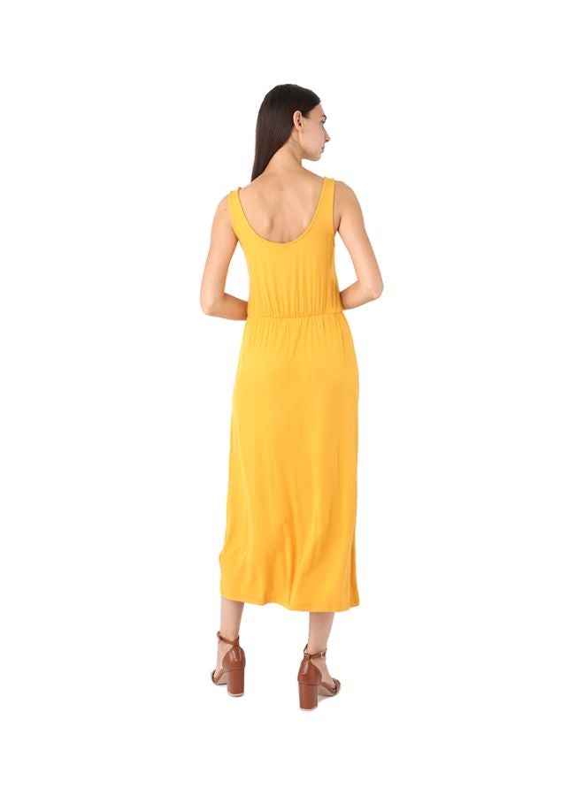 Viscose Midi Dress Mustard