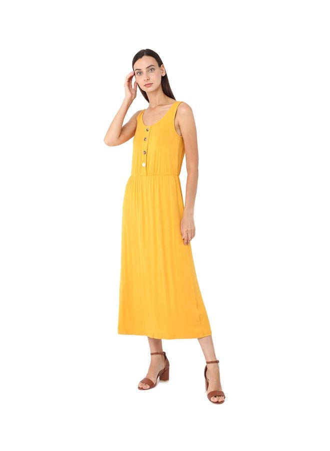 Viscose Midi Dress Mustard