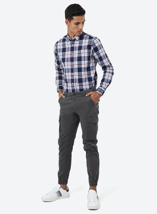 Slim Fit Cargo Pants with Pockets and Cuffed Hems DARK GREY Dark Grey - v1593713477/N38945861V_1