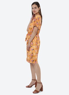 R&B Tie Ups Printed Midi Dress Mustard  - Image 2