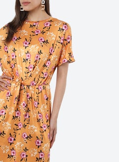 R&B Tie Ups Printed Midi Dress Mustard  - Image 3
