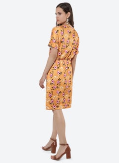 R&B Tie Ups Printed Midi Dress Mustard  - Image 4