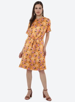 R&B Tie Ups Printed Midi Dress Mustard  - Image 5