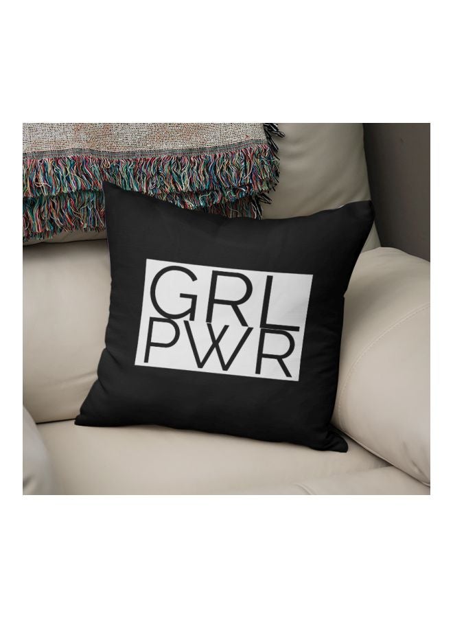 Girl Power Printed Decorative Pillow Black/White 16x16inch