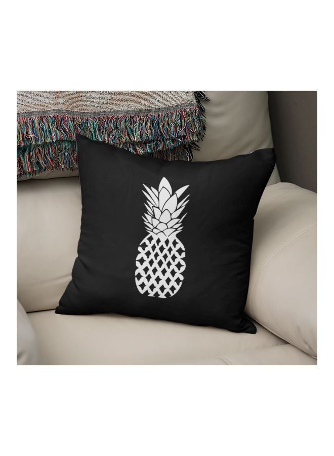 Pineapple Printed Decorative Pillow Black/White 16x16inch