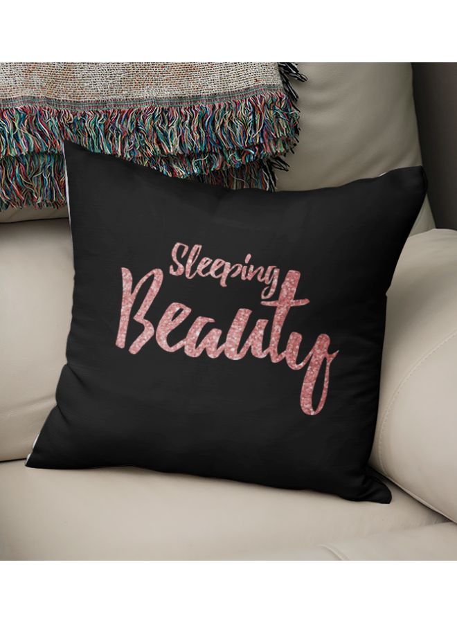 وسادة زينة بطبعة "Sleeping Beauty" أسود/وردي 16x16بوصة - Image 2