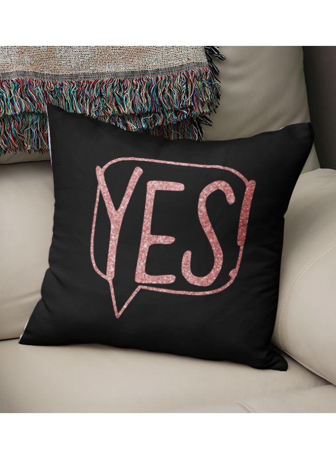 Yes Printed Decorative Pillow Black/Pink 16x16inch - Image 2