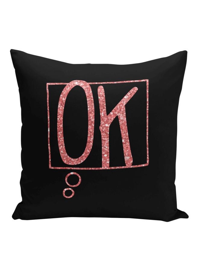 Ok Printed Decorative Pillow Black/Pink 16x16inch - Image 1