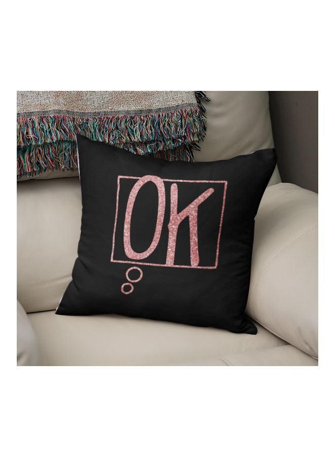 Ok Printed Decorative Pillow Black/Pink 16x16inch - Image 2