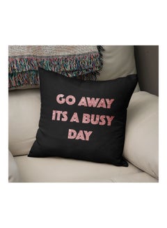 Generic Go Away Printed Decorative Pillow Black/Pink 16x16inch  - Image 2