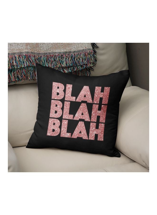 Blah Blah Blah Printed Decorative Pillow Black/Pink 16x16inch - Image 2